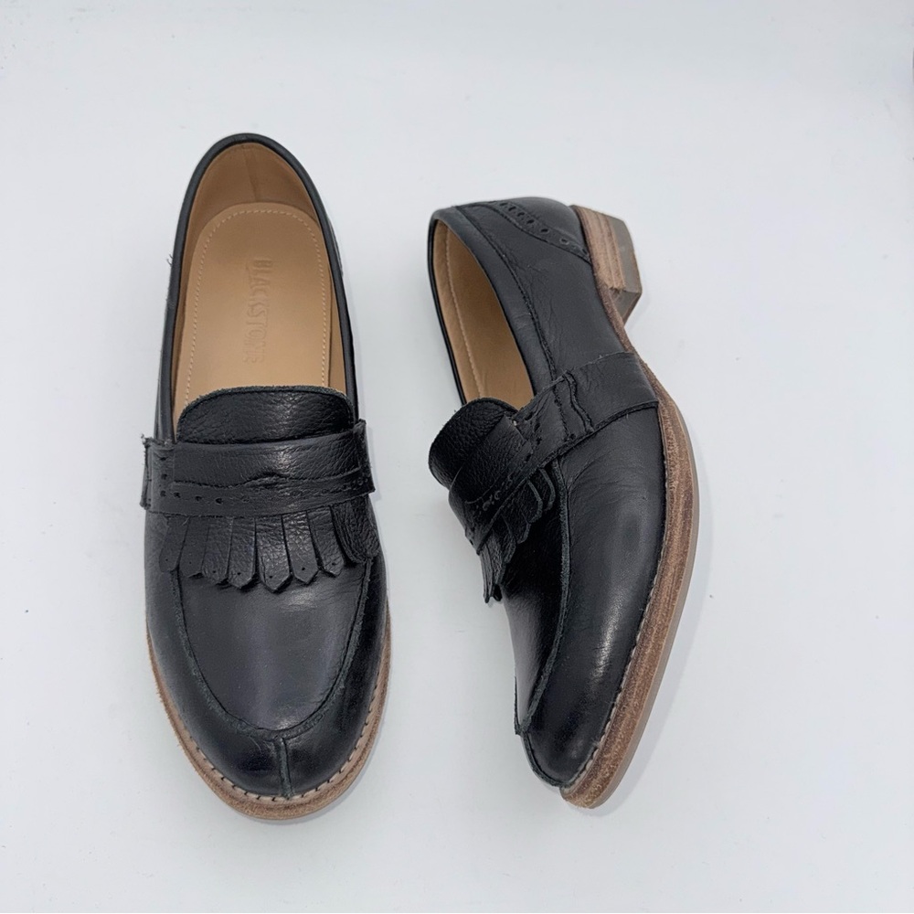 Blackstone women’s Black genuine leather loafer slip on flat shoes size 38 / 7.5